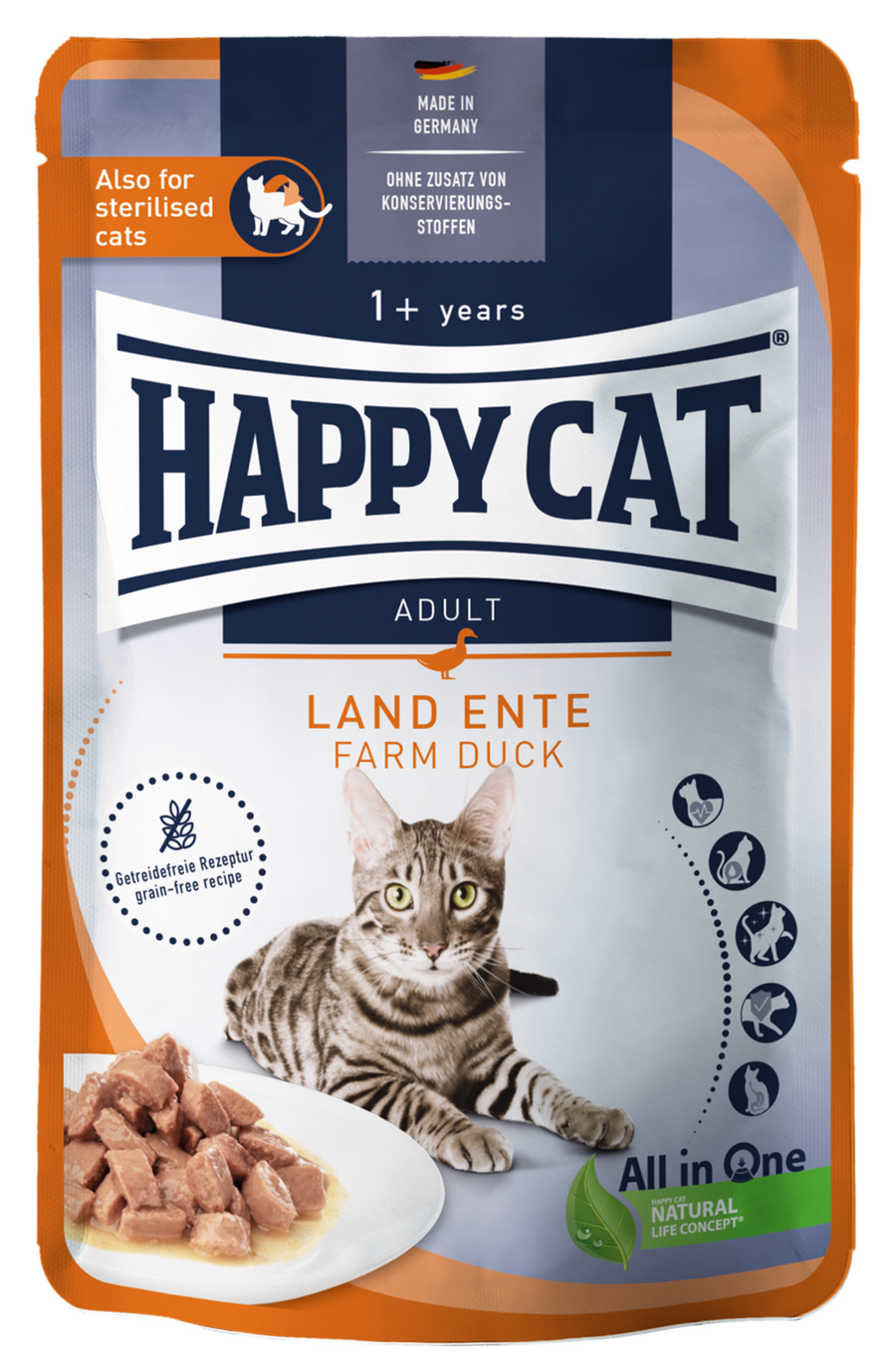 Влажный корм для кошек Happy Cat Culinary мясные кусочки в соусе с уткой (20 шт. х 85 гр)