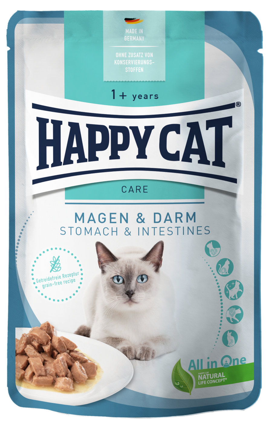 Влажный корм для кошек Happy Cat Sensitive Magen & Darm мясные кусочки в соусе с птицей (20 шт. х 85 гр)