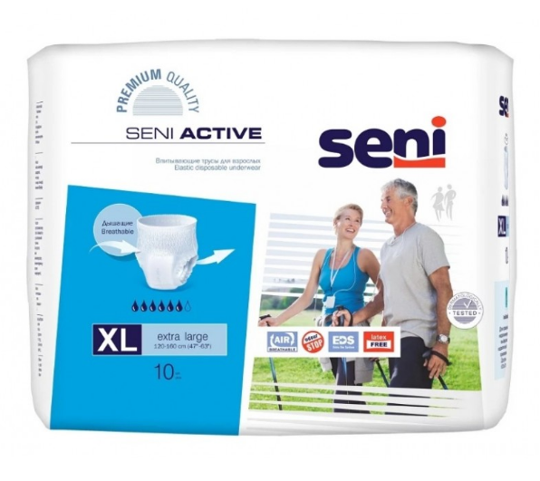 SENI ACTIVE extra large Трусики впитывающие для взрослых, страдающих недержанием, 10 шт