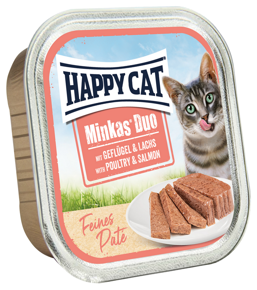 Паштет для кошек Happy Cat Minkas DUO из птицы и лосося (16 шт. х 100 гр)