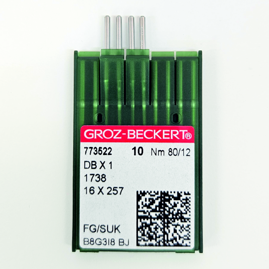 Иглы Groz-Beckert DBx1 № 80 SUK для высокоэластичных тканей. Узкая колба. Для промышленной швейной машины