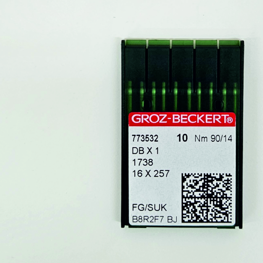 Иглы Groz-Beckert DBx1 № 90 SUK для высокоэластичных тканей. Узкая колба. Для промышленной швейной машины