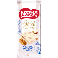 Шо­ко­лад «Nestle» Gold Selection, белый, с мин­да­лем и ко­ко­сом, 80 г