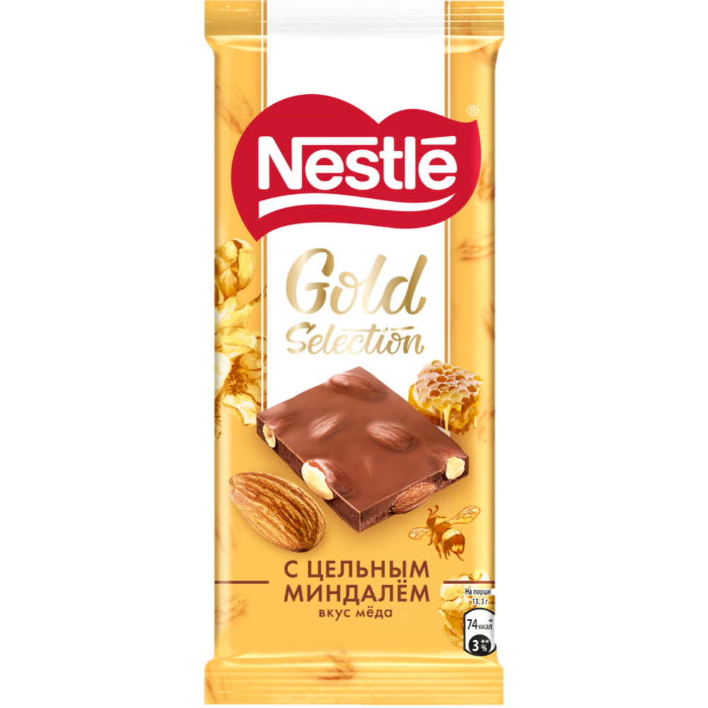 Шоколад молочный «Nestle» Gold Selection, миндаль со вкусом мёда, 80 г