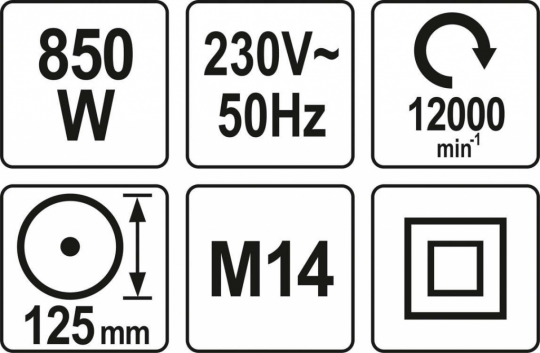 Углошлифовальная машинка 125мм 850Вт YATO (арт. YT-82097)