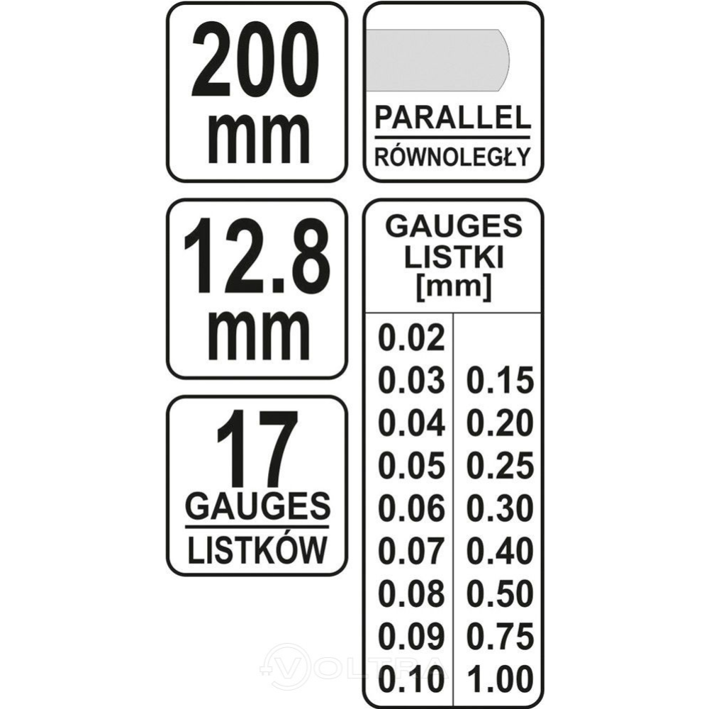 Щупы измерительные «Yato» YT-7221, 17 шт