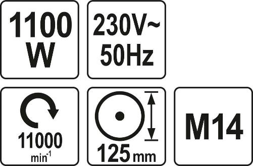 Углошлифовальная машинка 125мм 1100Вт YATO (арт. YT-82100)