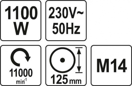 Углошлифовальная машинка 125мм 1100Вт YATO (арт. YT-82100)