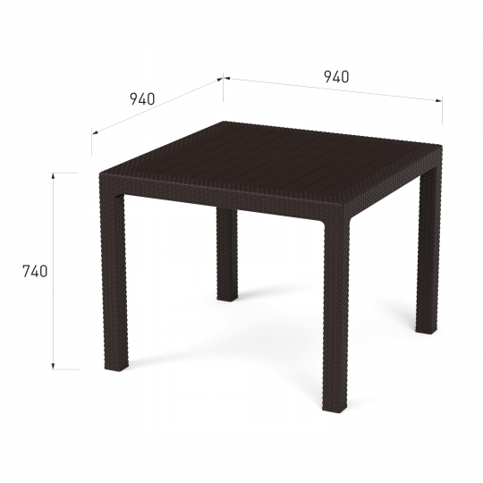 Стол "Ротанг-плюс" 940х940х740мм