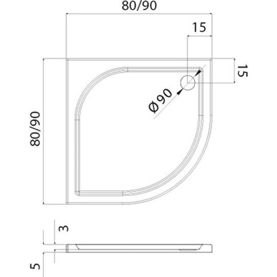 Душевой поддон «New Trendy» Ideo, B-0314, 80x80x5 см