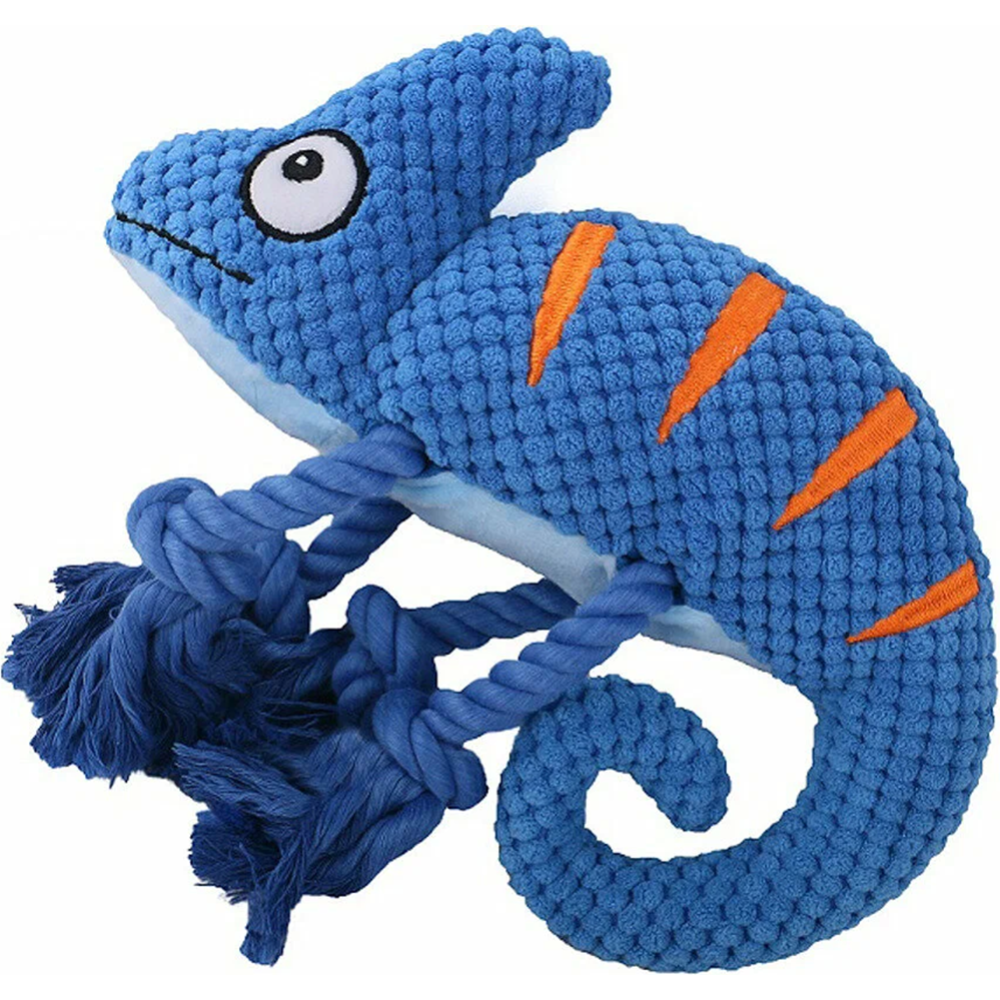 Игрушка для собак «Mr. Kranch» Хамелеон, с канатиками и пищалкой, синий, 26 см