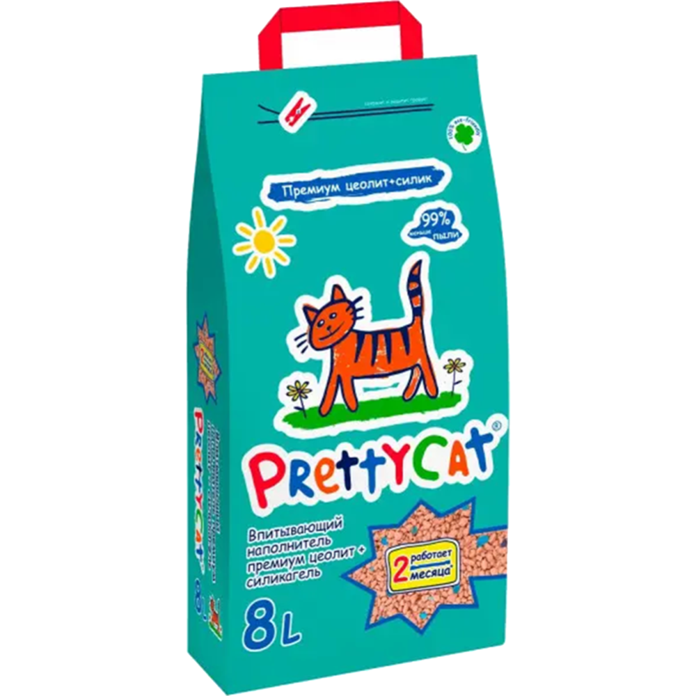 Картинка товара Наполнитель для туалета «PrettyCat» Premium, впитывающий, глиняный, с део-кристаллами, 4 кг