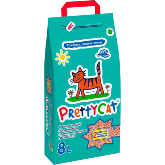 Наполнитель для туалета «PrettyCat» Premium, впитывающий, глиняный, с део-кристаллами, 4 кг