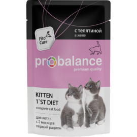 Корм для котят «ProBalance» 1'st Diet c телятиной в желе, 85 г