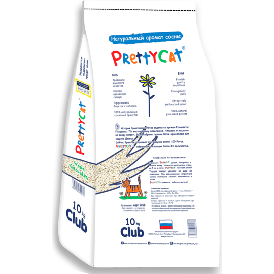 Наполнитель для туалета «  PrettyCat» Wood Granules, впитывающий, древесный, 10 кг