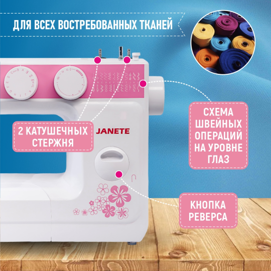 Машина швейная бытовая JANETE 989 (Pink)