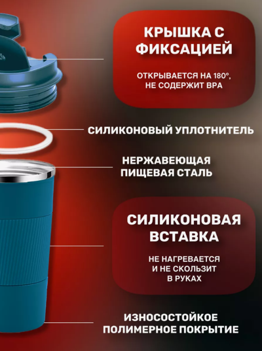 Термокружка 510ml (Держит тепло и холод, для улицы , для машинф)