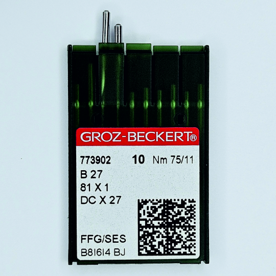 Иглы Groz-Beckert / Гроз-Бекерт DCx27 № 75 SES. Толстая колба. Для промышленных оверлоков.