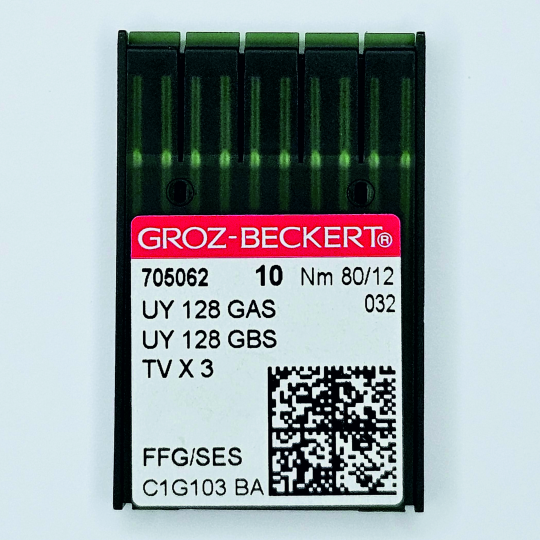 Иглы Groz-Beckert / Гроз-Бекерт UYx128 GAS/GBS № 80 SES. Толстая колба. Для распошивальной швейной машины.