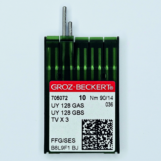 Иглы Groz-Beckert / Гроз-Бекерт UYx128 GAS/GBS № 90 SES. Толстая колба. Для распошивальной швейной машины.