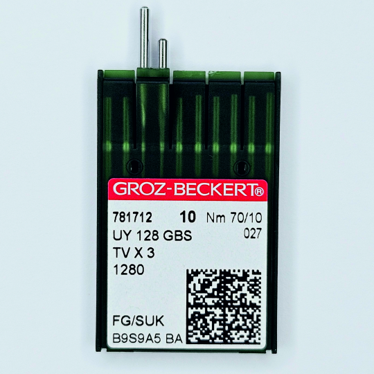 Иглы Groz-Beckert / Гроз-Бекерт UYx128 GBS № 70 SUK. Толстая колба. Для распошивальной швейной машины.