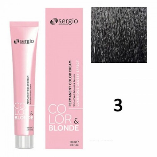 Крем-краска стойкая профессиональная для окрашивания волос Sergio Professional COLOR&BLONDE 3 Темно-Коричневый 100 мл