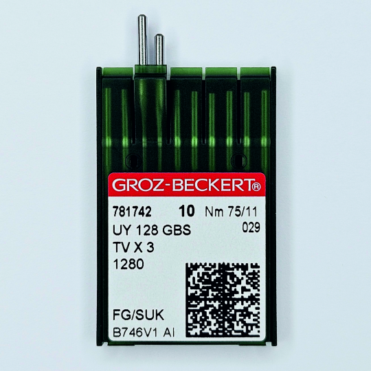 Иглы Groz-Beckert / Гроз-Бекерт UYx128 GBS № 75 SUK. Толстая колба. Для распошивальной швейной машины.