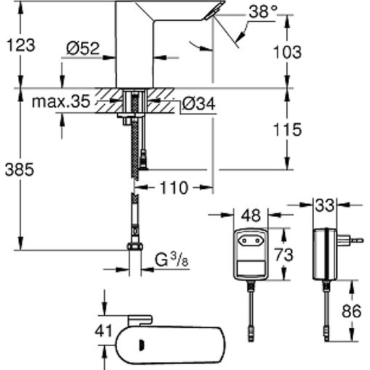 Смеситель «Grohe» Bau Cosmopolitan E, 36453000