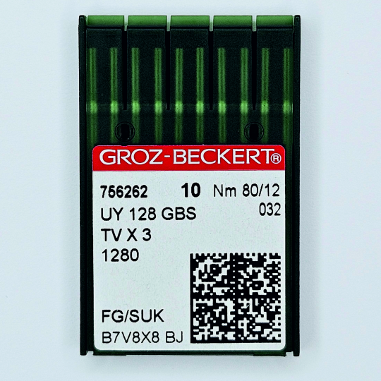 Иглы Groz-Beckert / Гроз-Бекерт UYx128 GBS № 80 SUK. Толстая колба. Для распошивальной швейной машины.