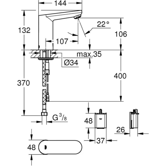 Смеситель «Grohe» Eurosmart Cosmopolitan E, 36330001