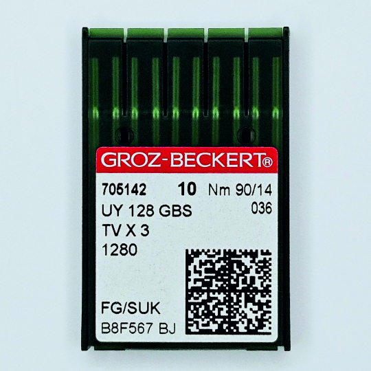 Иглы Groz-Beckert / Гроз-Бекерт UYx128 GBS № 90 SUK. Толстая колба. Для распошивальной швейной машины.