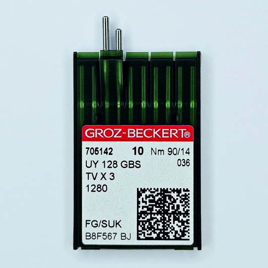 Иглы Groz-Beckert / Гроз-Бекерт UYx128 GBS № 90 SUK. Толстая колба. Для распошивальной швейной машины.