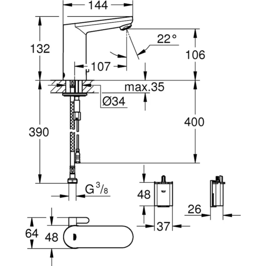 Смеситель «Grohe» Eurosmart Cosmopolitan, 36327001