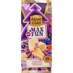 Шо­ко­лад белый «Alpen Gold» Max Fun, ягод­ный микс, 140 г