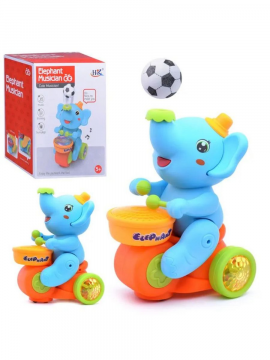 Слон ,детская музыкальная   игрушка оранжевого и голубого цветов