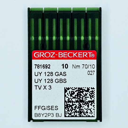 Иглы Groz-Beckert / Гроз-Бекерт UYx128 GAS/GBS № 70 SES. Толстая колба. Для распошивальной швейной машины.