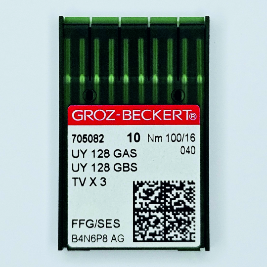 Иглы Groz-Beckert / Гроз-Бекерт UYx128 GAS/GBS № 100 SES. Толстая колба. Для распошивальной швейной машины.