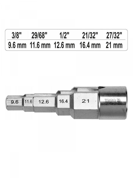 Ключ ступенчатый для американок (калибратор FORA) 1/2"-3/8"-3/4"-1" Yato YT-03317