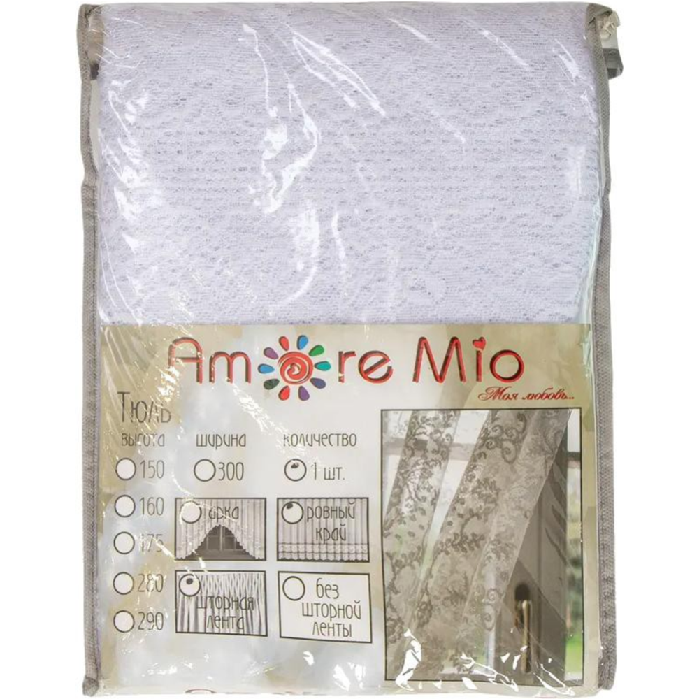 Гардина «Amore Mio» RR M 3081, 28515, белый, 140x270 см