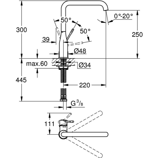 Смеситель «Grohe» Essence, 30269GL0