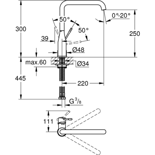 Смеситель «Grohe» Essence, 30269A00, темный графит