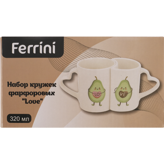 Набор кружек «Ferrini» Love, фарфор, 320 мл, 2 шт