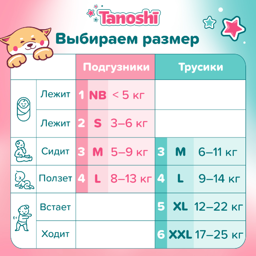 Подгузники-трусики детские «Tanoshi» размер XXL, 17-25 кг, 26 шт