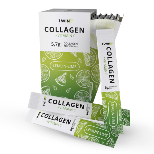 1WIN / Collagen + Vitamine C, Вкус: Лимон – Лайм, 30 саше-стиков