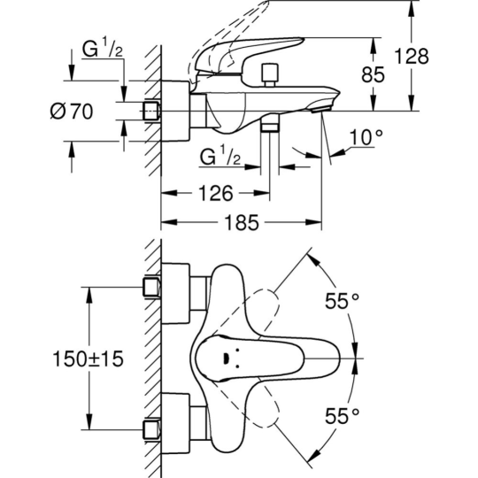 Смеситель «Grohe» Eurostyle, 23726LS3, белая луна 