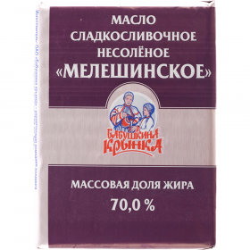 Масло сли­воч­ное «Ба­бун­ки­на крын­ка» Ме­ле­шен­ское, несо­ле­ное, 70%, 180 г