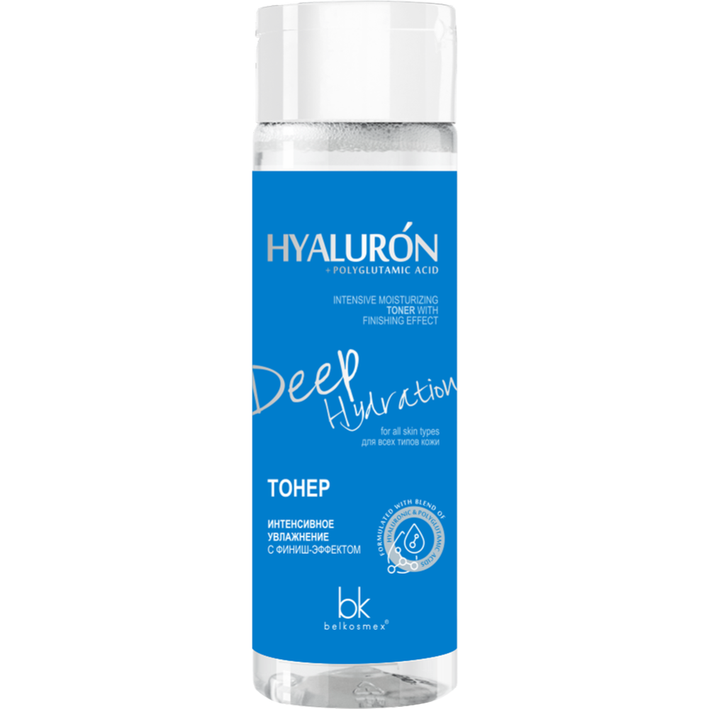 Тонер для лица «BelKosmex» Hyaluron Deep Hydration, Интенсивное увлажнение с финиш-эффектом, 200 мл