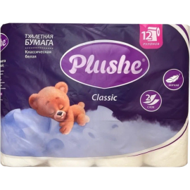 Туалетная бумага «Plushe» Classic, 2 слоя, 12 рулонов