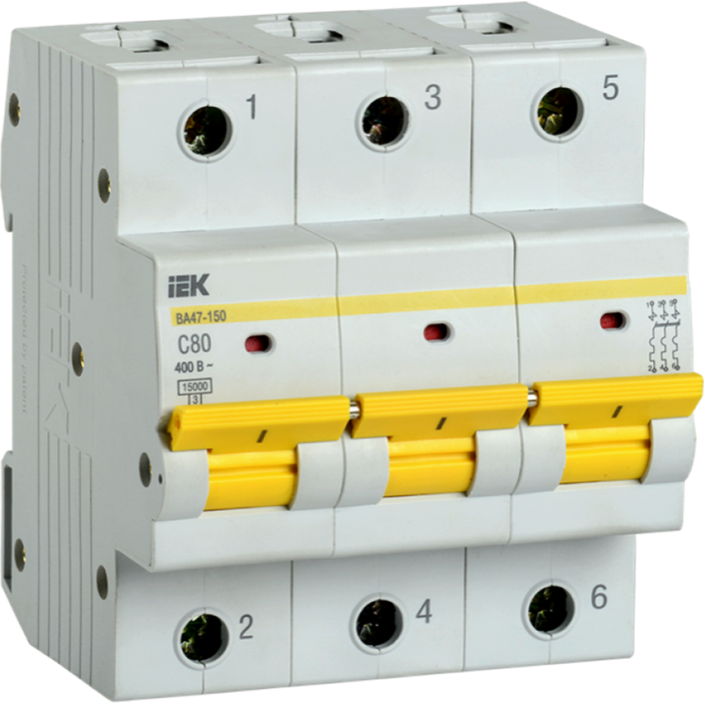 Выключатель автоматический «IEK» ВА47-150, MVA50-3-080-C, 3Р, 80А, 15кА, C IEK