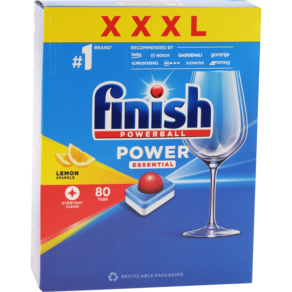 Таблетки для посудомоечных машин «Finish» Power Essential, лимон, 80 шт